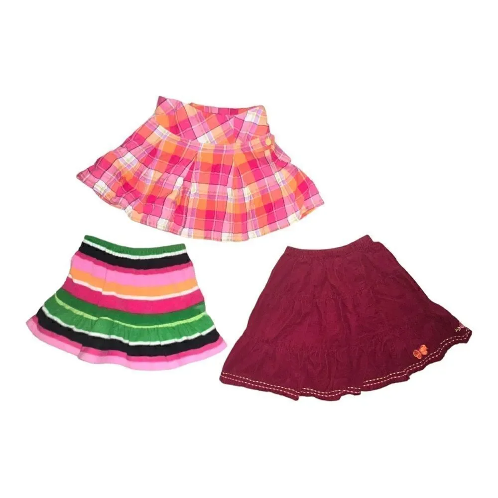 Gymboree Girls Lot of Three Skirts Multicolor Fleece Corduroy Plaid Size 4 EUC
